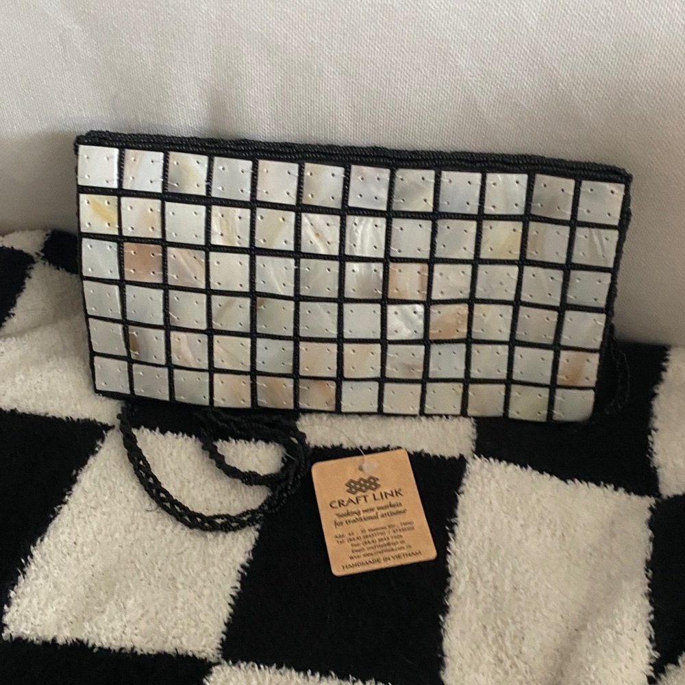 Vintage Craft Link Black and White Mosaic Clutch - Picture 3 of 5
